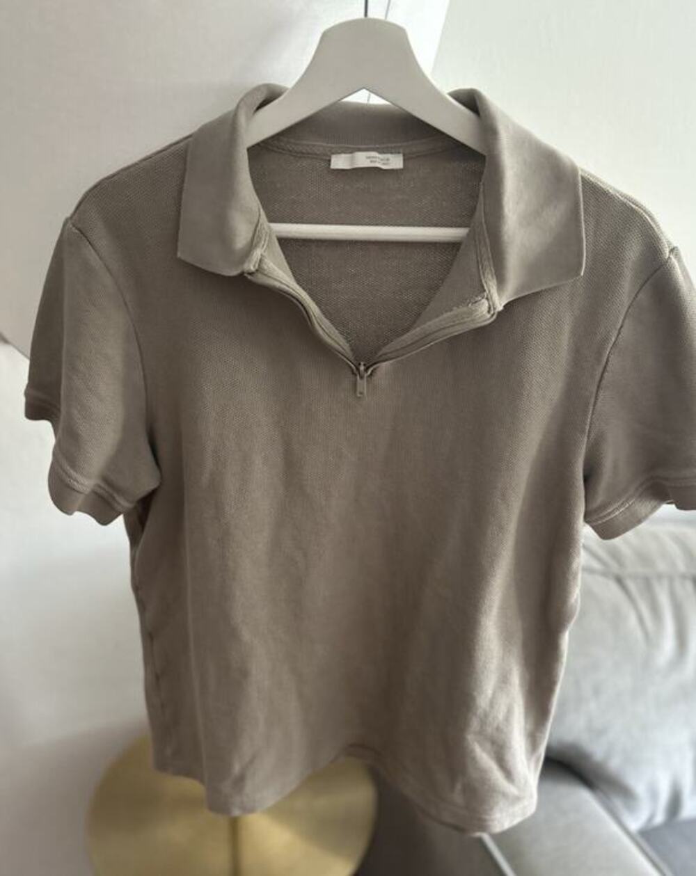 ZARA Men’s Gray Half-Zip Polo Shirt Size M